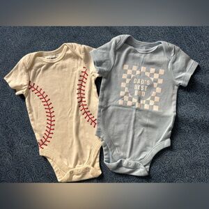 Old Navy Baby Boy Bodysuit Bundle | Baseball & Dad’s Best Bud | Size 6-12M